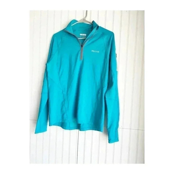 Marmot Size L Teal Aqua Stretch Half Zip Active Top - Picture 1 of 5